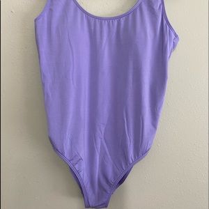 Purple one-piece swimsuit